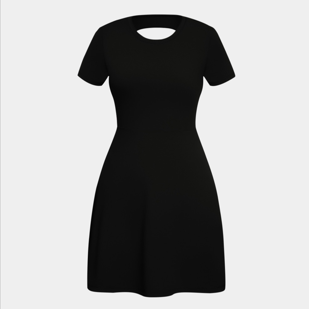 HALARA Black Mini Fit and Flare Dress with Cutout Design - Picture 6 of 7